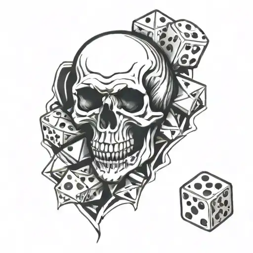 skull and dice symbolizing the gamble tattoo design idea