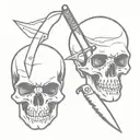 skull and knife tattoo design idea