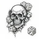 skull and dice symbolizing the gamble tattoo design idea