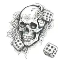 skull and dice symbolizing the gamble tattoo design idea