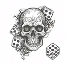 skull and dice symbolizing the gamble tattoo design idea