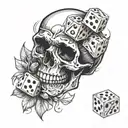 skull and dice symbolizing the gamble tattoo design idea
