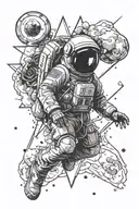 supernova and astronaut tattoo design idea