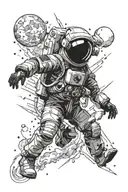supernova and astronaut tattoo design idea