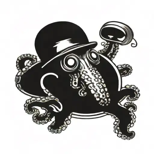 octopus with frying pan helmet  tattoo design idea