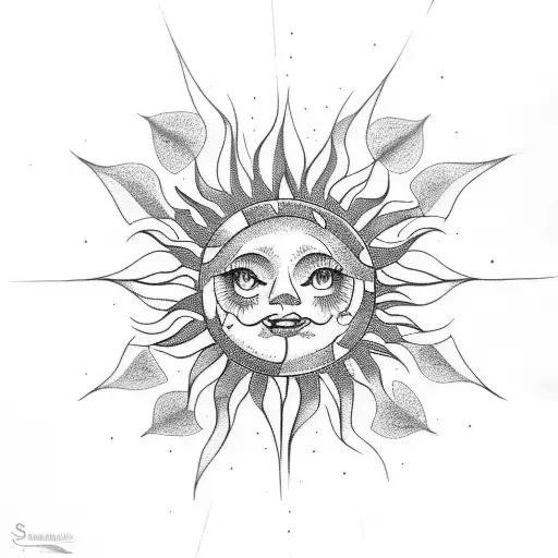 sun with cursive Sunshine LWF tattoo design idea