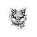 finch with flowers tattoo design idea