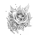 finch with flowers tattoo design idea