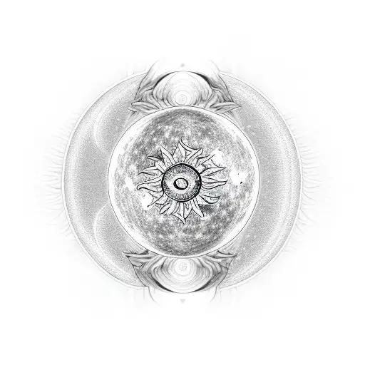 Yin-yang symbol in the form of a heart with the sun and moon instead of dots Left side to make the moon side, wi tattoo design idea