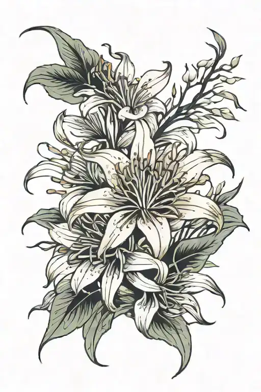 red japanese spider lily tattoo design idea