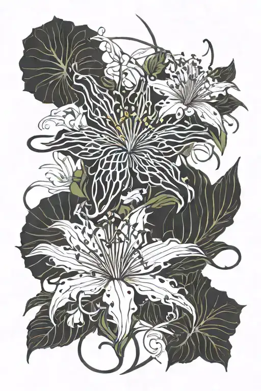 japanese spider lily tattoo design idea