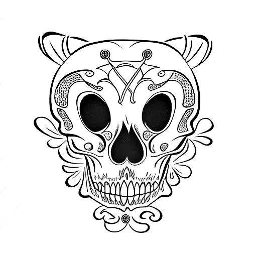 opossum clover skull  tattoo design idea