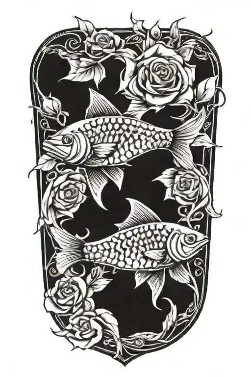 two pisces rose intertwined within tattoo design idea