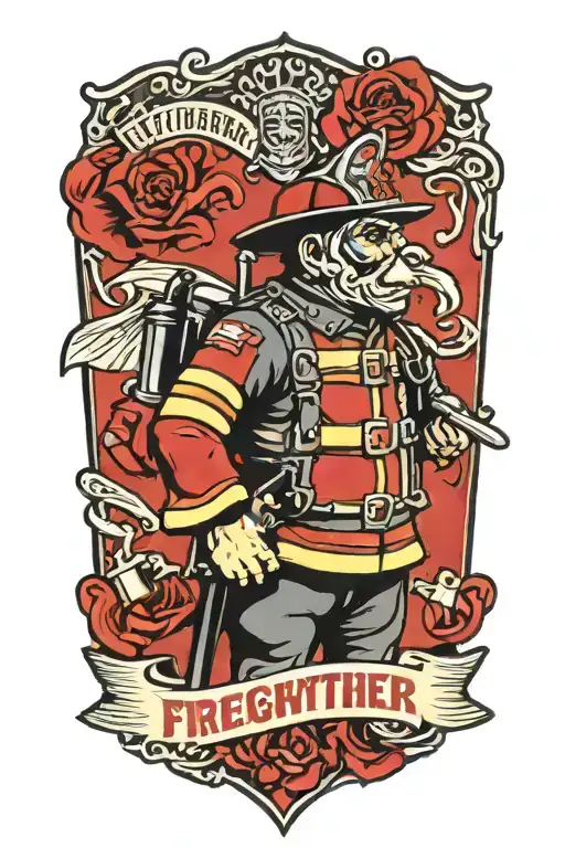 grandfather firefighter tattoo design idea