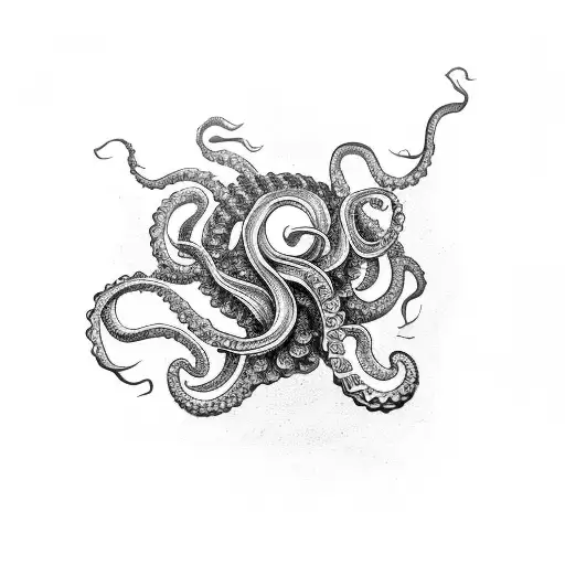 kraken tentacles circling around compass tattoo design idea