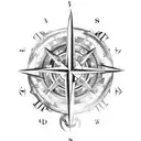 broken compass with kraken tentacles tattoo design idea