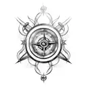 broken compass with kraken tentacles tattoo design idea