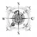broken compass with kraken tentacles tattoo design idea