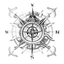 broken compass with kraken tentacles tattoo design idea