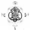 broken compass with kraken tentacles tattoo design idea