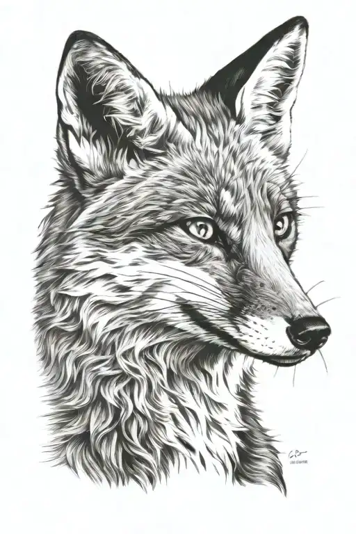 Fox with an open mouth and squinted eye tattoo design idea