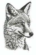 Fox with an open mouth and squinted eye tattoo design idea