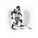 A football player breaking through a brick wall tattoo design idea