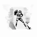 A football player breaking through a brick wall tattoo design idea