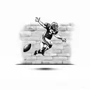 A football player breaking through a brick wall tattoo design idea