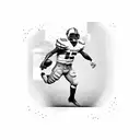 A football player breaking through a brick wall tattoo design idea