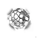 A soccer player breaking through a brick wall tattoo design idea