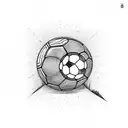 A soccer player breaking through a brick wall tattoo design idea