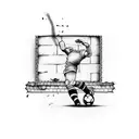 A soccer player breaking through a brick wall tattoo design idea