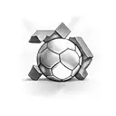 A soccer player breaking through a brick wall tattoo design idea