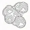 red ink fine lined bear paw print  with bears face inside  tattoo design idea