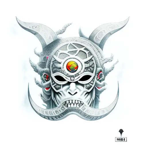 Moonlight x oni mask  tattoo design idea