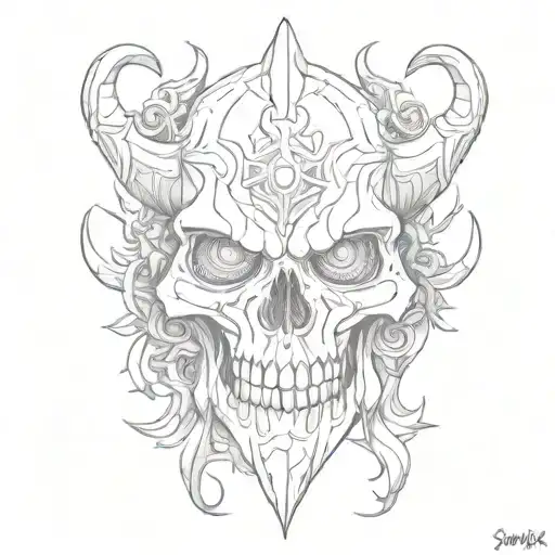 scull world of warcraft tattoo design idea