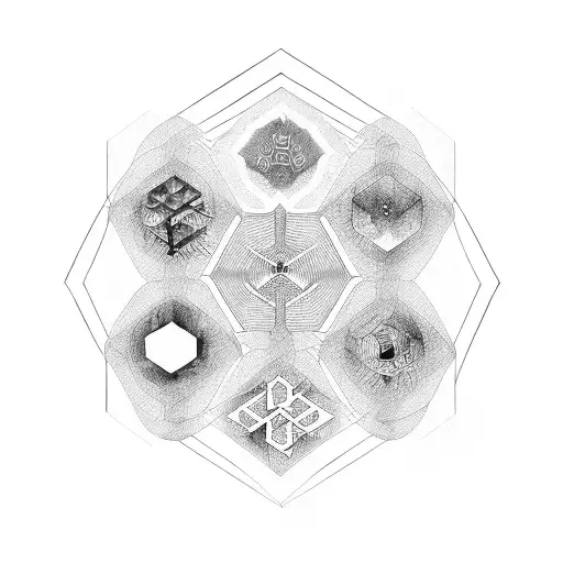 hexagon with names in it tattoo design idea