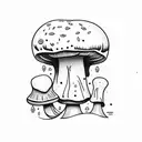 stick and poke psychedelic mushroom tattoo design idea