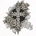 Cross with the names of cesar and martha  tattoo design idea