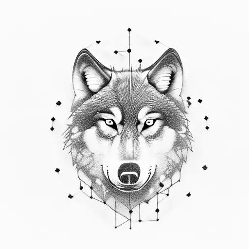 that says never give up and a wolf that is runnig around the text tattoo design idea