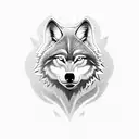 text that says never give up with an wolf  tattoo design idea