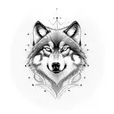 text that says never give up with an wolf  tattoo design idea