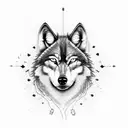 that says never give up and a wolf that is runnig around the text tattoo design idea
