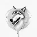 that says never give up and a wolf that is runnig around the text tattoo design idea