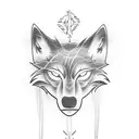 that says never give up and a ghost wolf that is circleing the text tattoo design idea