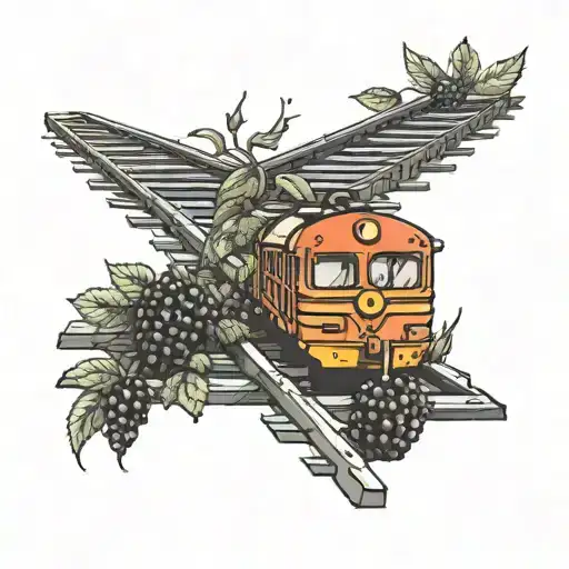 train tracks with blackberries next to them  tattoo design idea