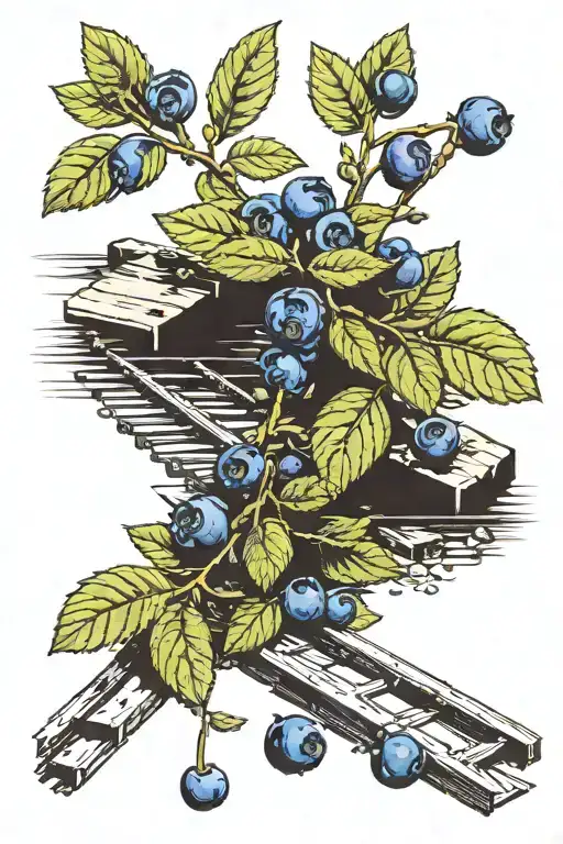 traintracks with blueberries growing next to it  tattoo design idea
