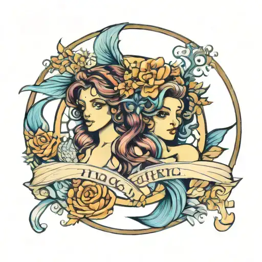 Virgo pisces zodiac sign tattoo design idea