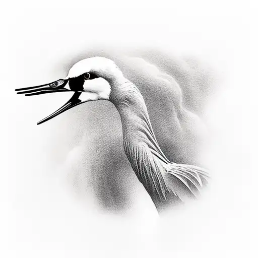 sandhill crane standing in water with storm rolling in over head  tattoo design idea